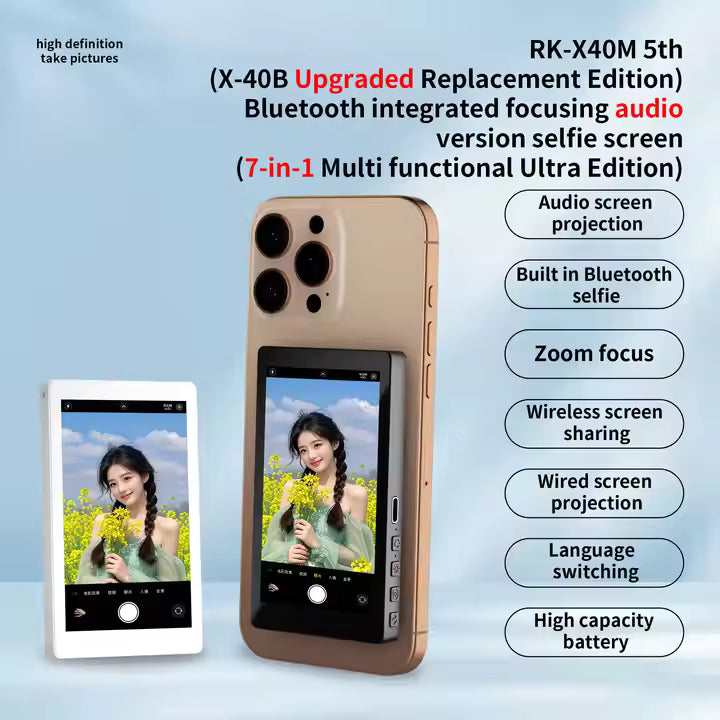 Magnetic Vlog Screen for Smartphone Rear Camera | Ultra Selfie Monitor for Vlogging & Live Streaming | Compatible with iPhone & Android Phones